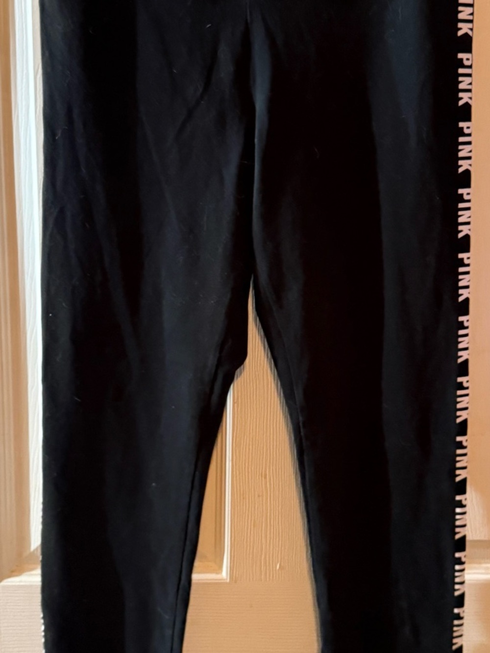 PINK Victoria's Secret Black Joggers with Pink Logo Tape